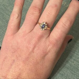 Solid 14k .57ct Tanzanite Diamond Ring Size 9